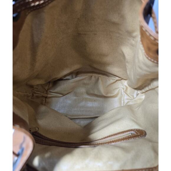 Vintage Pelletteria SPIGOLA Italy Crossbody Drawstring Cognac Leather Bag Purse - Picture 11 of 13